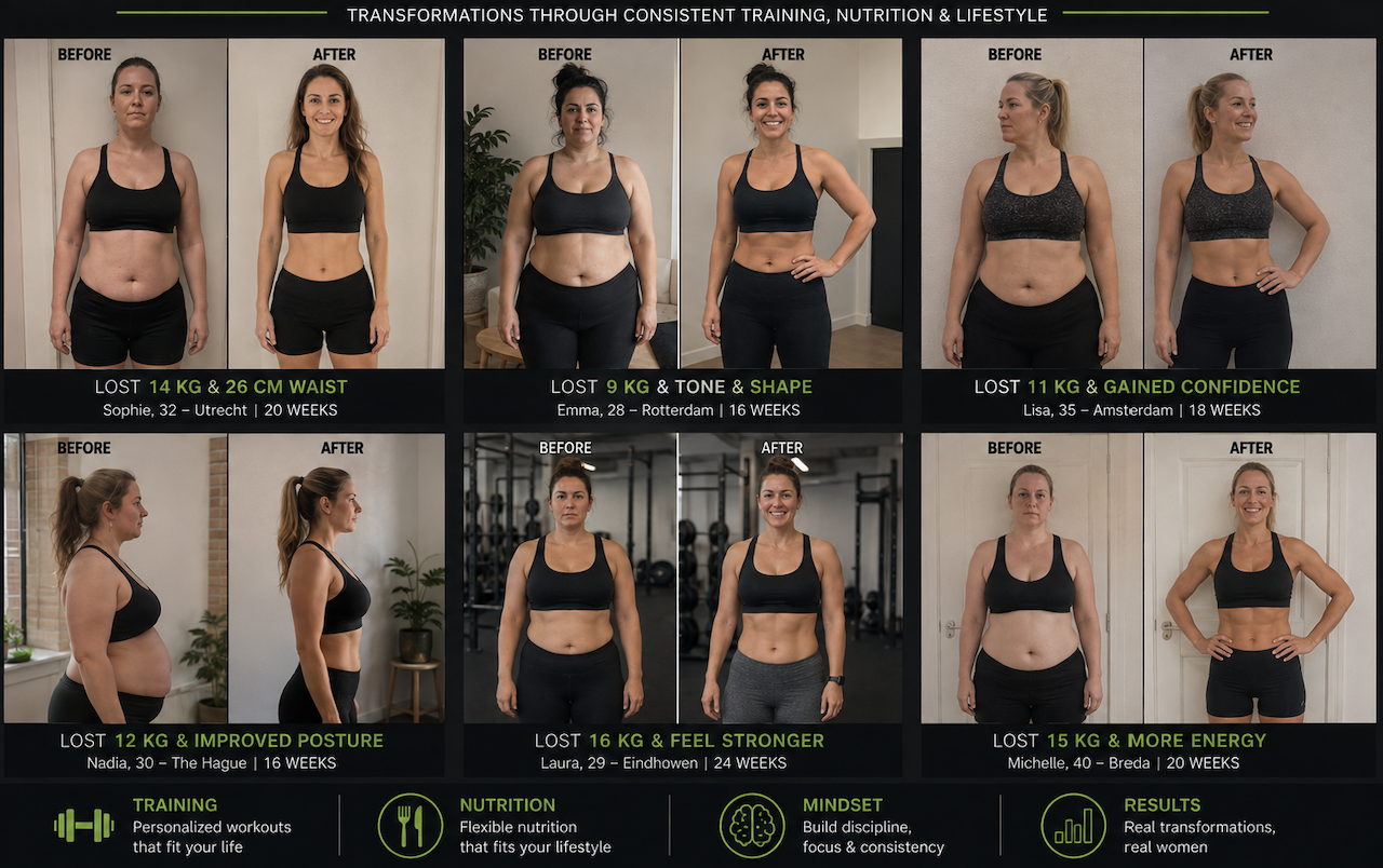 Six before-and-after transformations of women who lost weight and improved posture and confidence