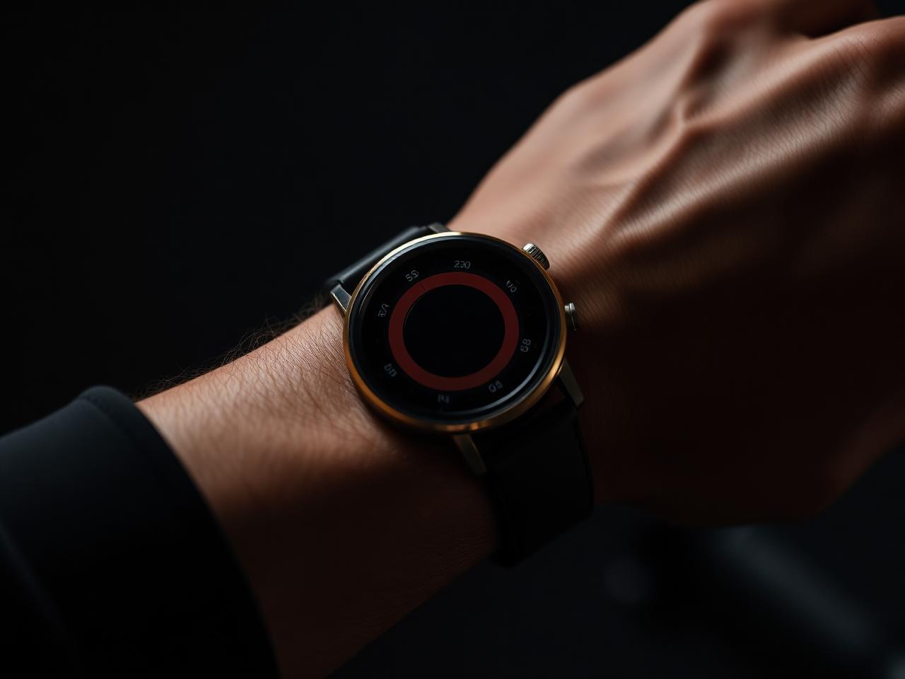 Premium smartwatch showing fitness metrics on an athlete's wrist